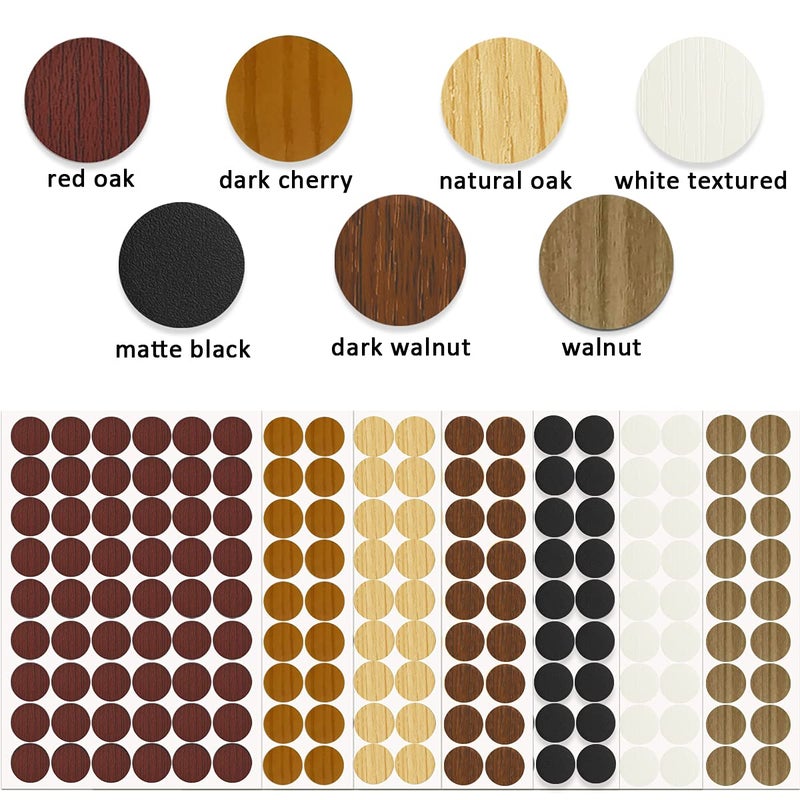 VIWIEU PVC Cover Caps Adhesive Screw Hole Stickers 378 PCS for Wall Vinyl Wood Furniture Repairing, 7 Colors Waterproof Plastic Cover for Cabinets Bookcase Desk Countersunk Screws Cam Lock - Image 3
